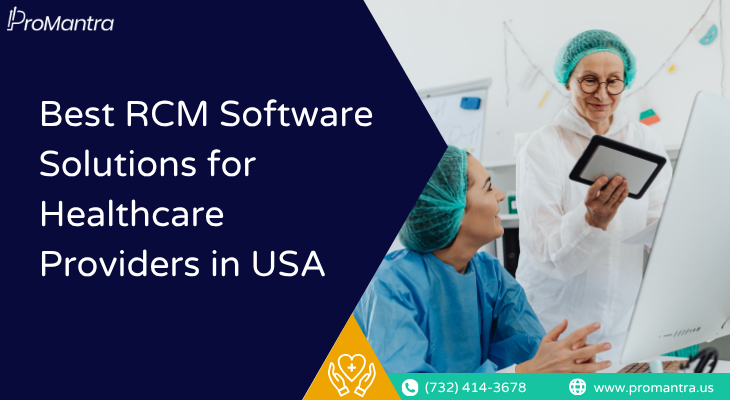Infographic showing the best RCM software solutions for healthcare providers in the USA
