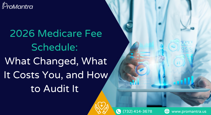ProMantra blog banner explaining the 2026 Medicare fee schedule changes including what changed what it costs and how to audit reimbursements