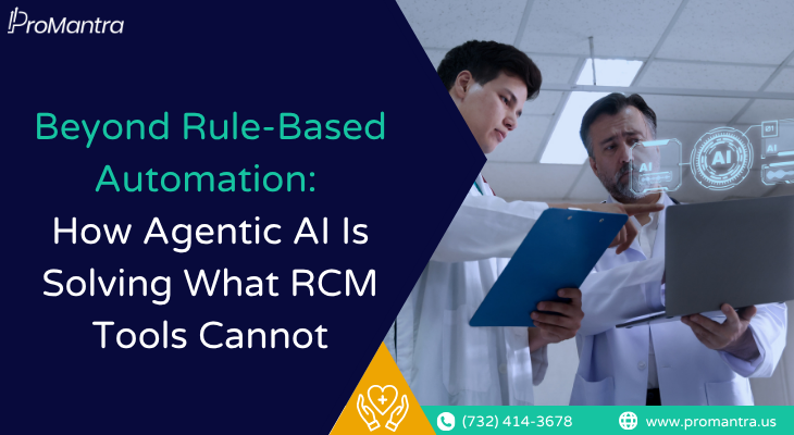 Two doctors using agentic AI healthcare RCM tools to move beyond rule-based automation