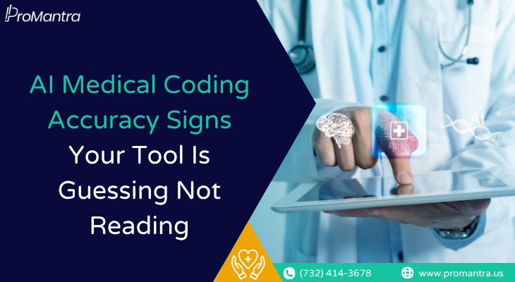 Physician using tablet with AI brain and medical icons representing AI medical coding accuracy assessment