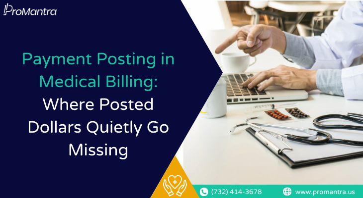Payment posting in medical billing illustrated by doctor reviewing records at workstation