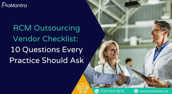 Practice staff greeting vendor team guided by RCM outsourcing vendor checklist