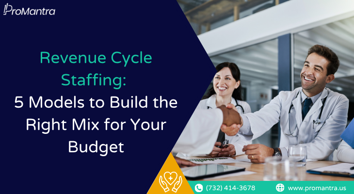 Healthcare team meeting representing revenue cycle staffing models for billing budgets